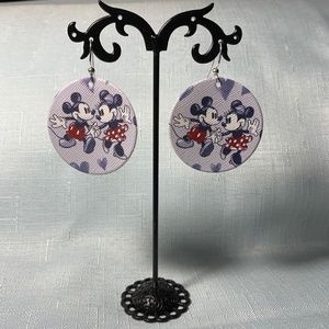 NWT Mickey & Minnie Mouse Faux Leather Handmade Earrings